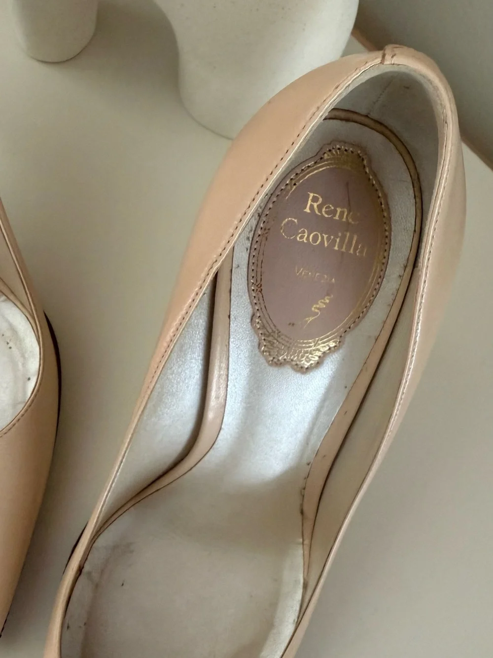 Rene Caovilla Nude Patent Stiletto Pumps